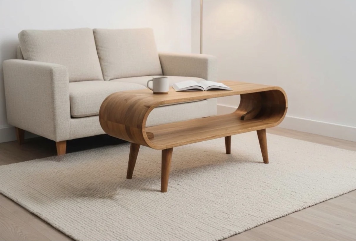 Nordic Solid Wood Coffee Table & Open Media Unit | Oak Finish