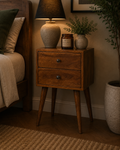 Astrid Mini Solid Wood 2 Drawer Bedside Table - Chestnut Finish