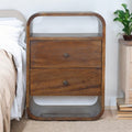 Elodie Solid Wood Bedside Table - Chestnut Finish