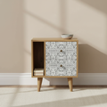 Fellaini porcelain tile mini cabinet solid mango wood in oak with 2 drawers and open slots – front view