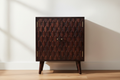 Tuscany mini carved walnut cabinet solid mango wood with 2 doors and carved detailing – front view