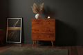 Arlo 4-drawer chestnut chest solid mango wood with brass knobs – front view