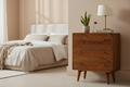 Nova chestnut chest of drawers solid mango wood with 3 drawers and brass knobs – front view