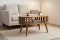 Mini Novella Japandi coffee table solid mango wood in oak with slatted design – front view