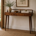 Vista Solid Wood 2 Drawer Console Table- Chestnut Finish