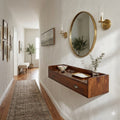 Lumina floating chestnut console table solid mango wood wall-mounted with 2 drawers – front view
