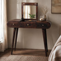 Malibu California walnut dressing table solid mango wood with foldable mirror – front view
