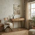 Nordic curved oak dressing table solid mango wood with 3 drawers and foldable mirror – front view