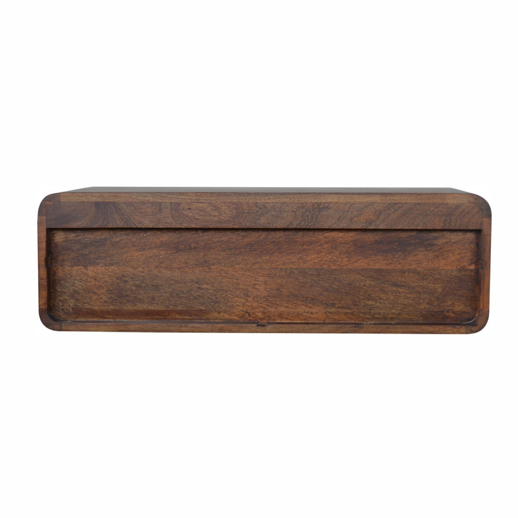 Bali floating chestnut console lifestyle entryway setting