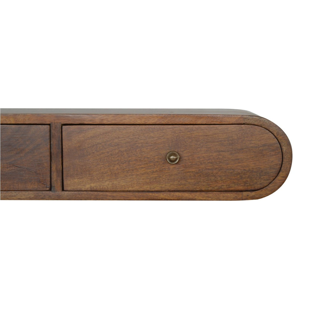 Chelsea chestnut floating console top surface view