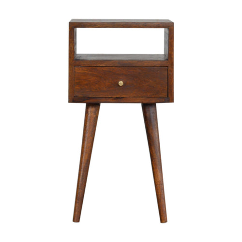 Astrid Mini 1 Drawer Solid Wood Bedside Table - Chestnut Finish
