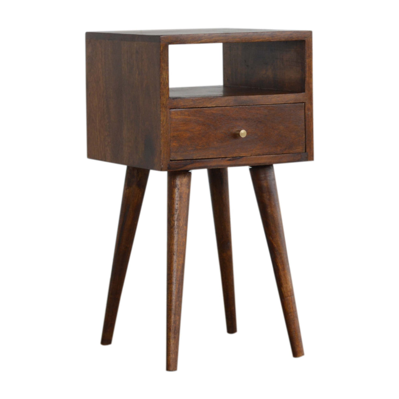 Astrid Mini 1 Drawer Solid Wood Bedside Table - Chestnut Finish