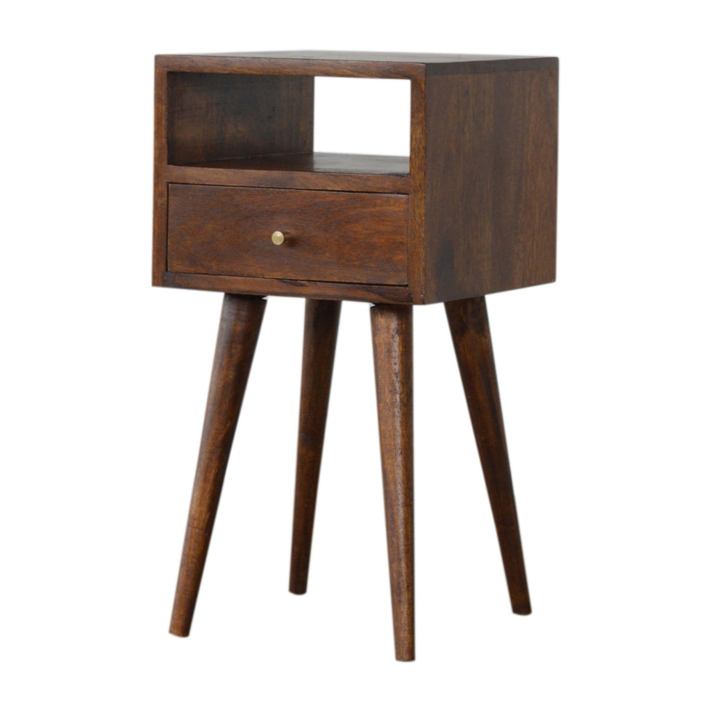 Astrid Mini 1 Drawer Solid Wood Bedside Table - Chestnut Finish