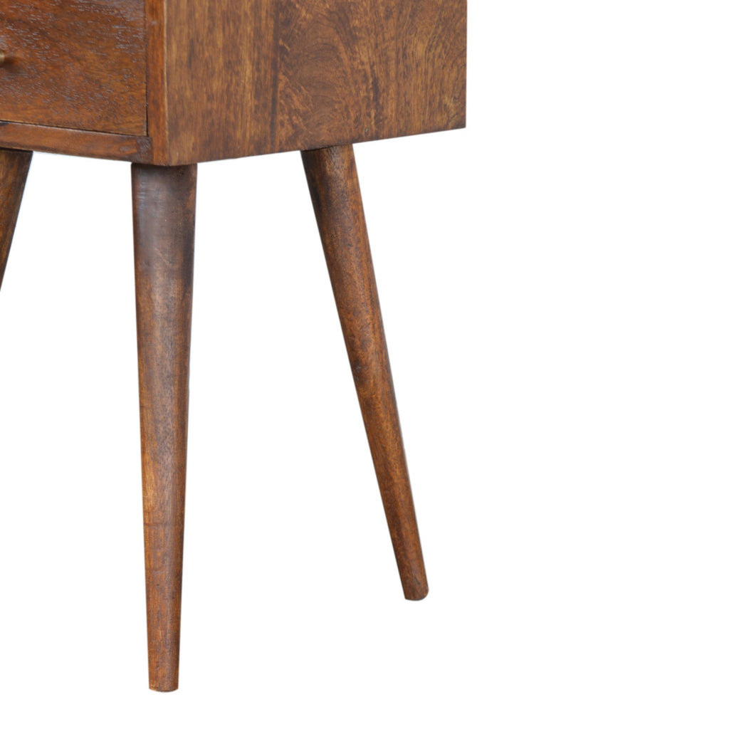 Astrid Mini 1 Drawer Solid Wood Bedside Table - Chestnut Finish
