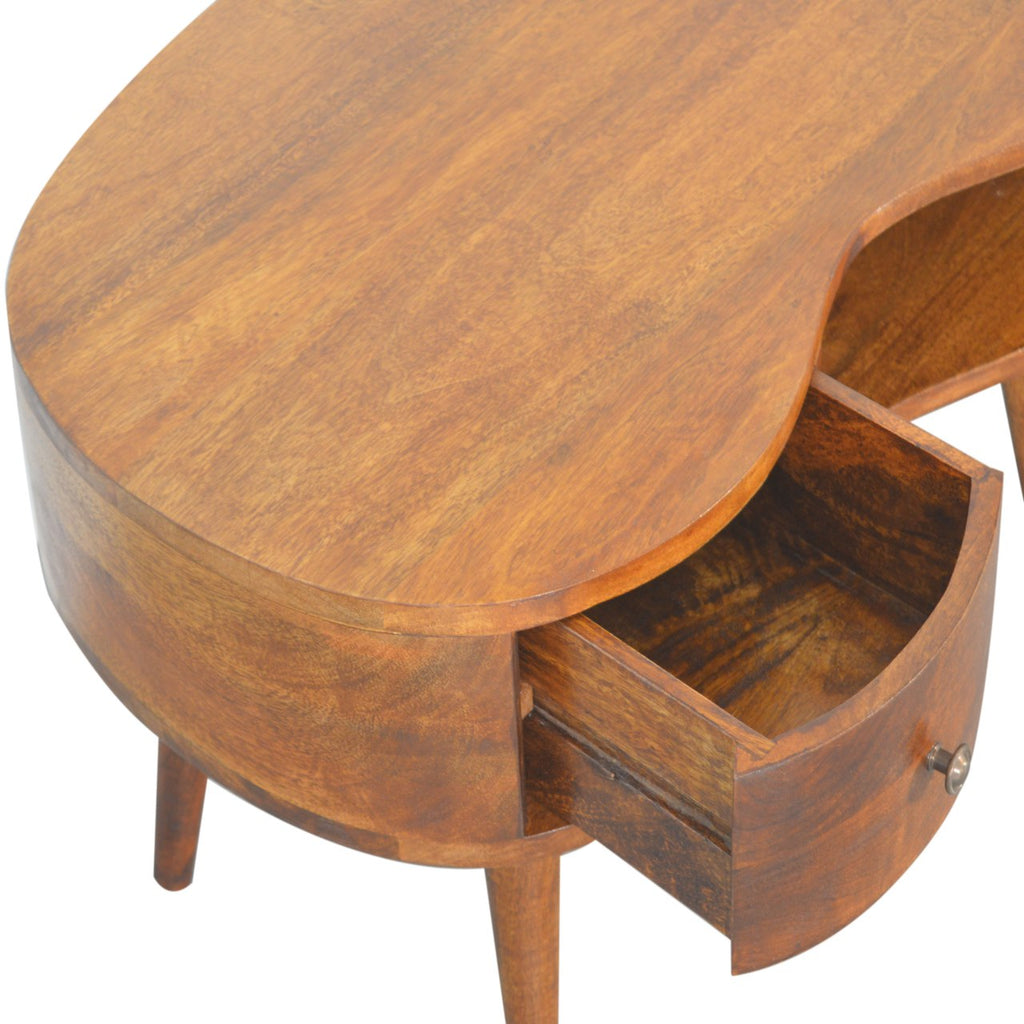 Nell chestnut wave coffee table profile rear view