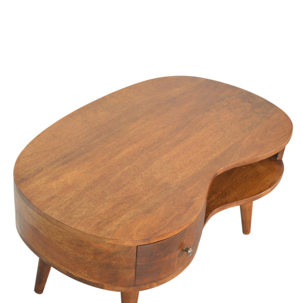 Nell rippled chestnut coffee table top surface view