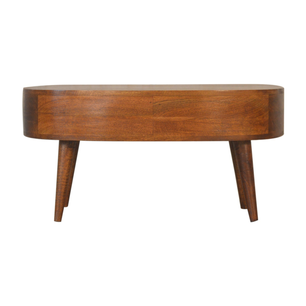 Nell chestnut coffee table full living room context view