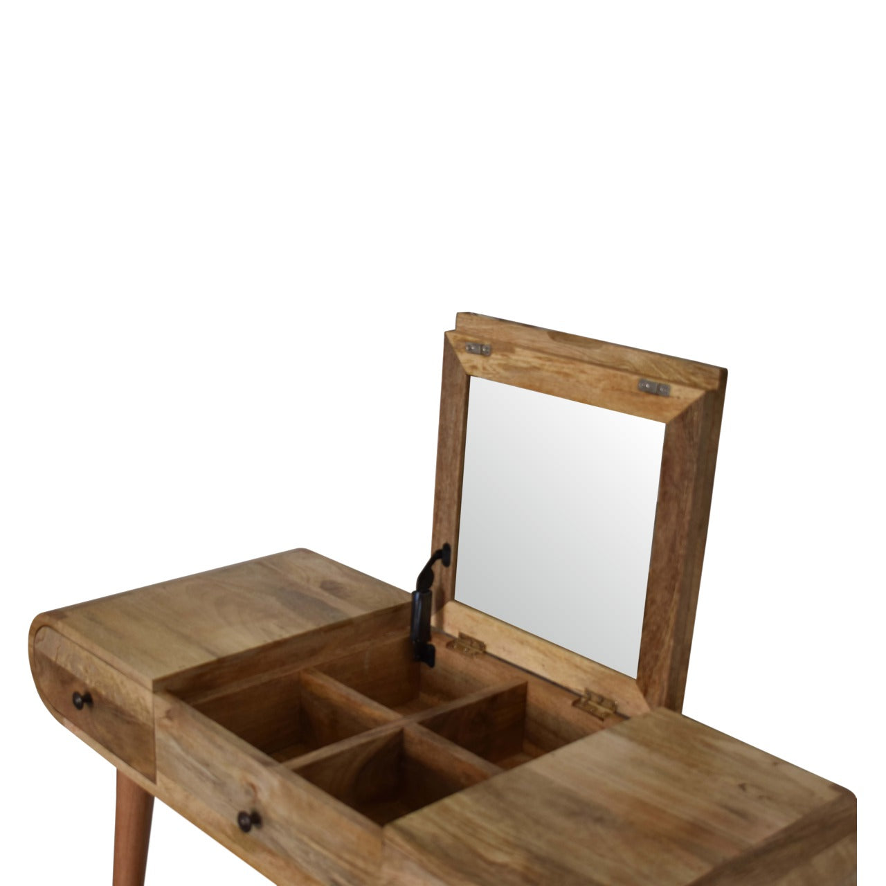 Nordic oak dressing table top surface with mirror closed
