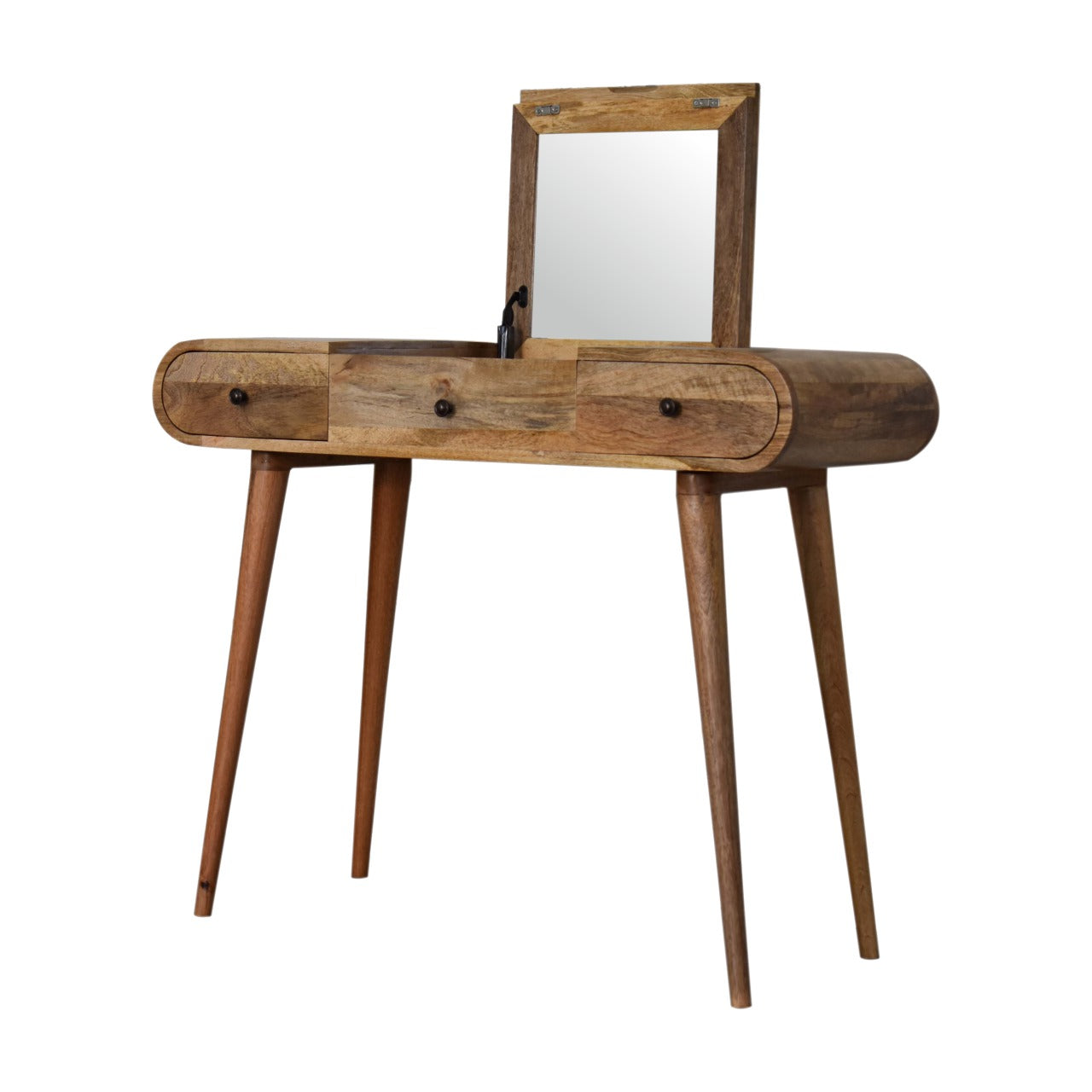 Nordic oak dressing table angled view with drawers