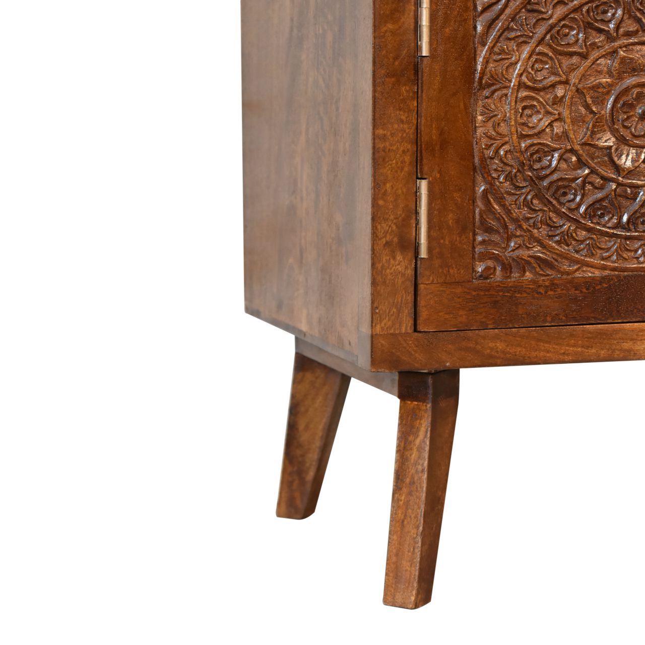 The Soren Solid Wood Open Shelf Cabinet - Chestnut Finish
