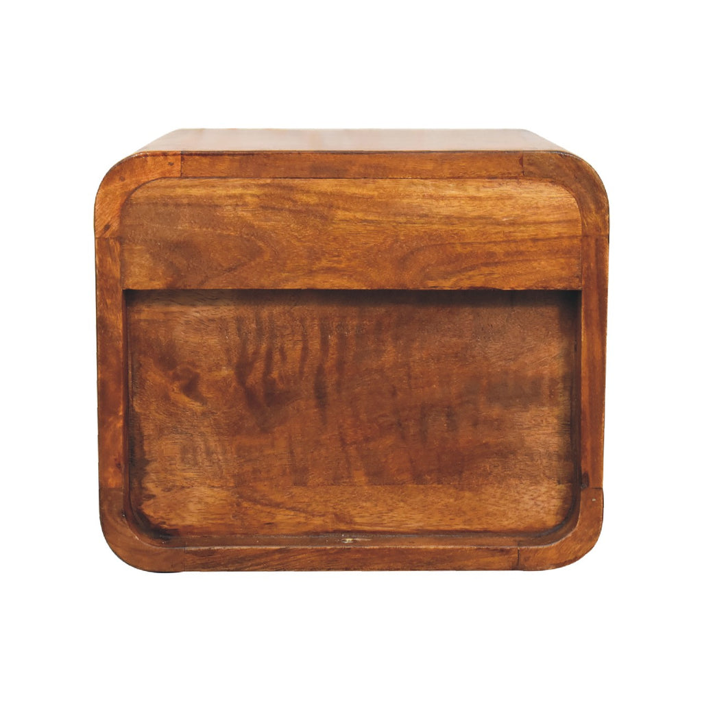 Floating mini chestnut bedside lifestyle compact bedroom