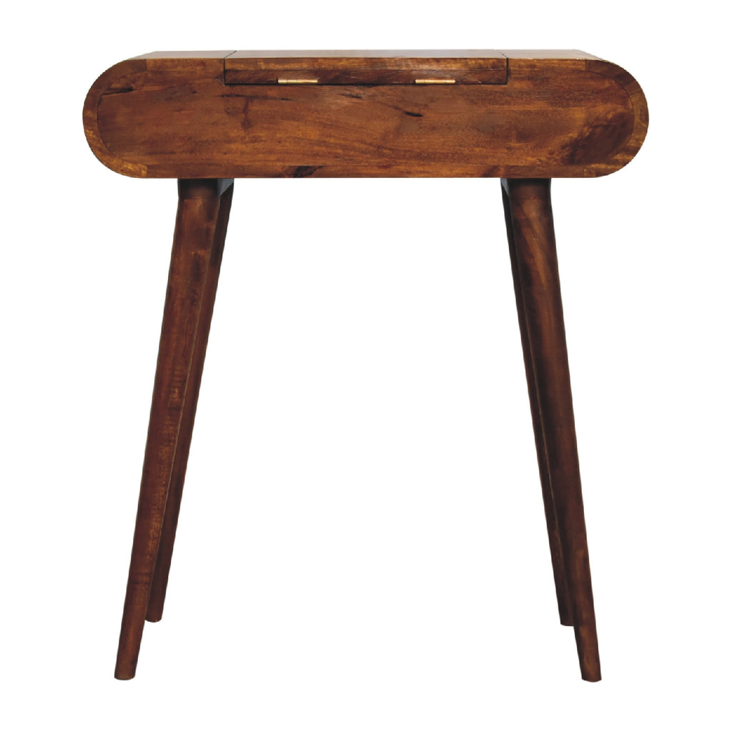 Mini Indiana dressing table rear view in chestnut finish