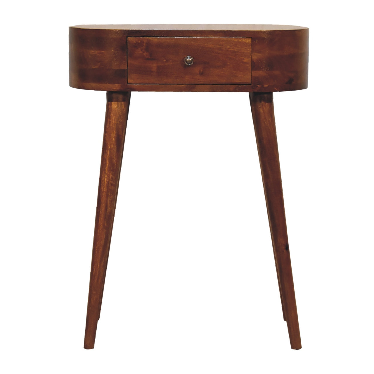 Mini Albion chestnut console table solid mango wood with Scandinavian legs – front view