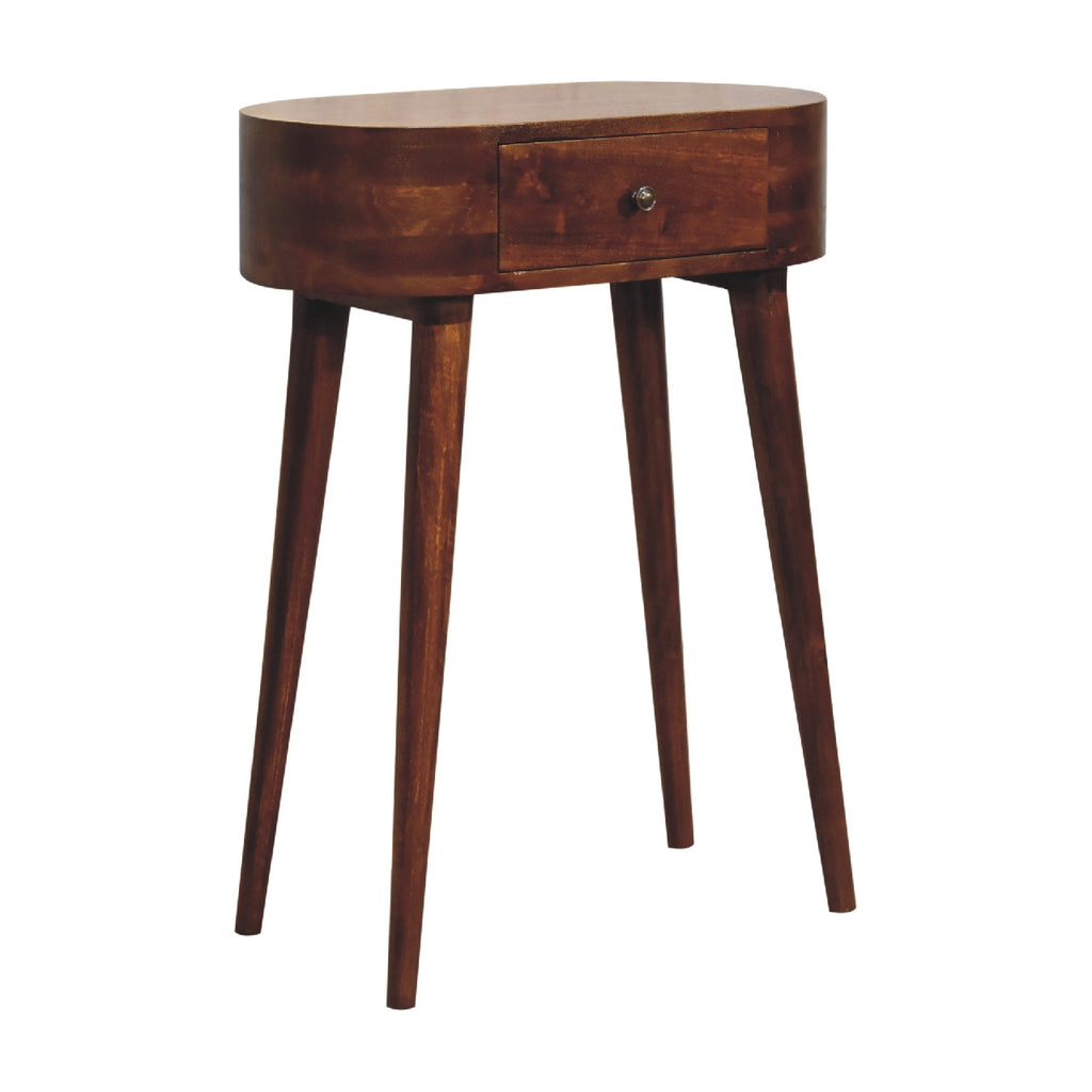 Mini Albion console table drawer detail in chestnut finish