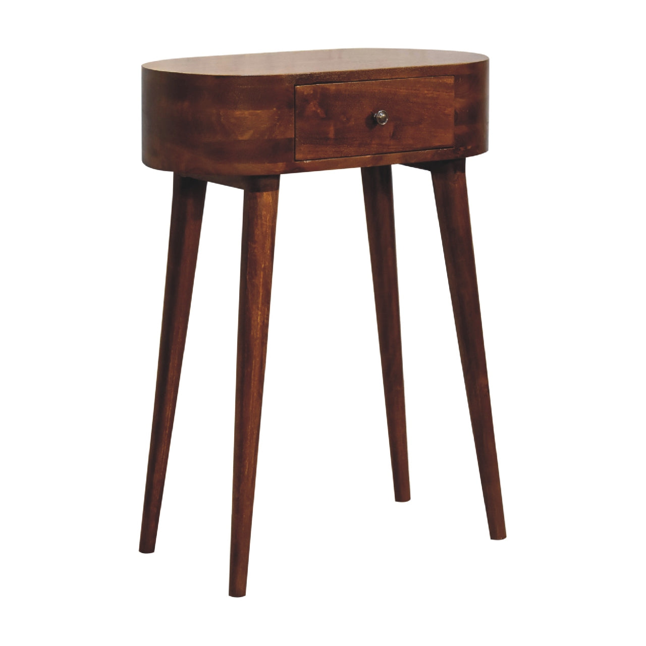 Mini Albion console table drawer detail in chestnut finish