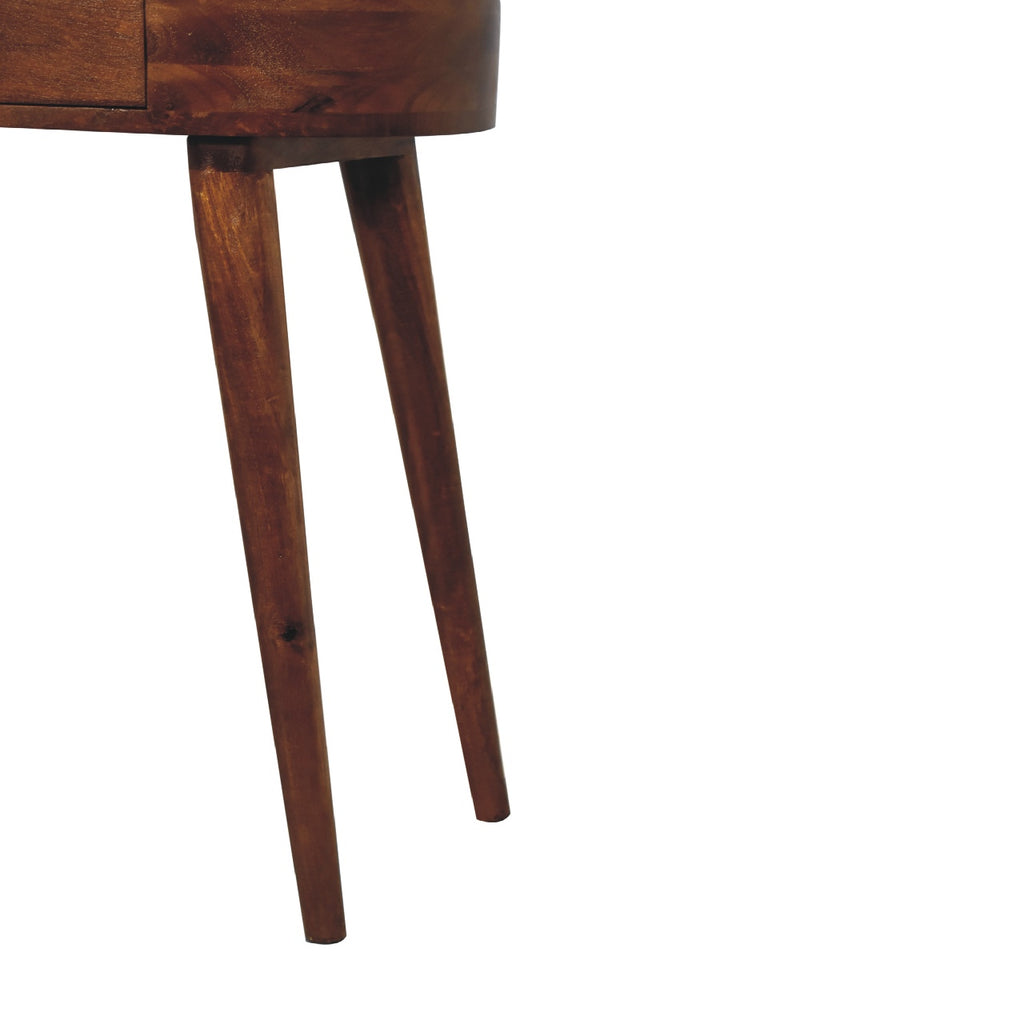 Mini Albion console table rear view chestnut finish
