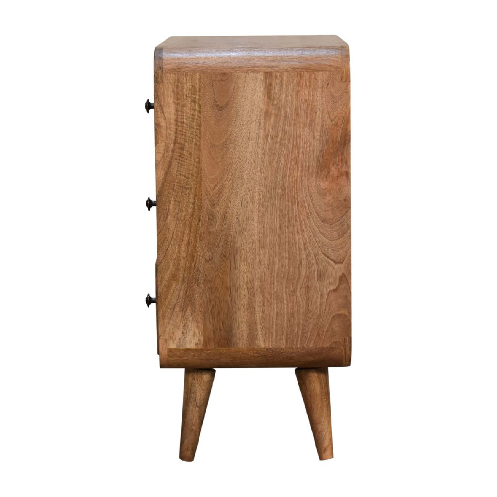 Curved compact oak chest lifestyle bedroom setting