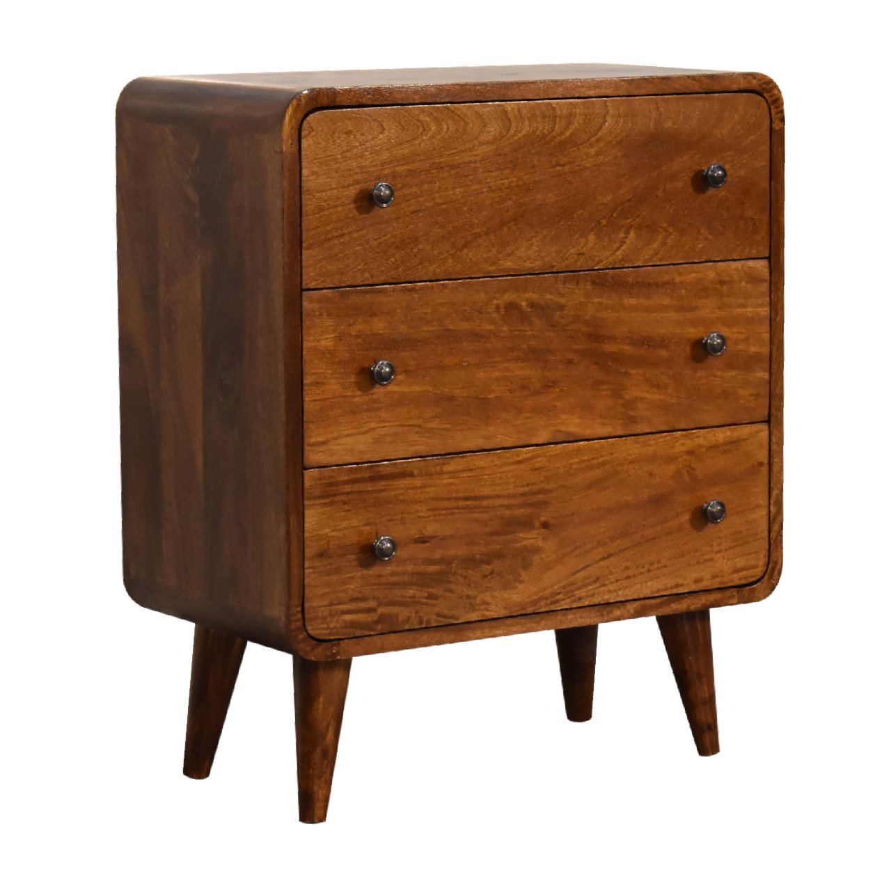 Mini Nova chestnut chest in compact bedroom setting