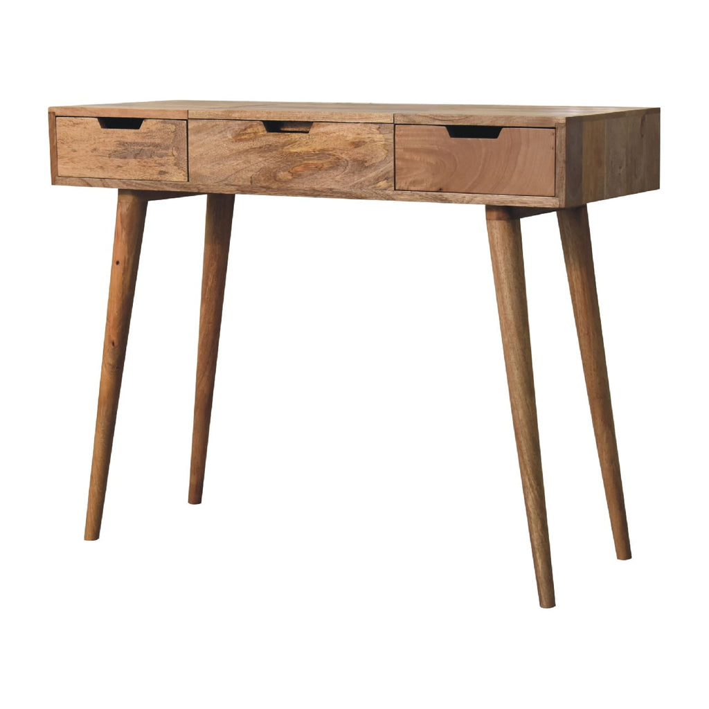 Nordic oak dressing table in bedroom vanity setting