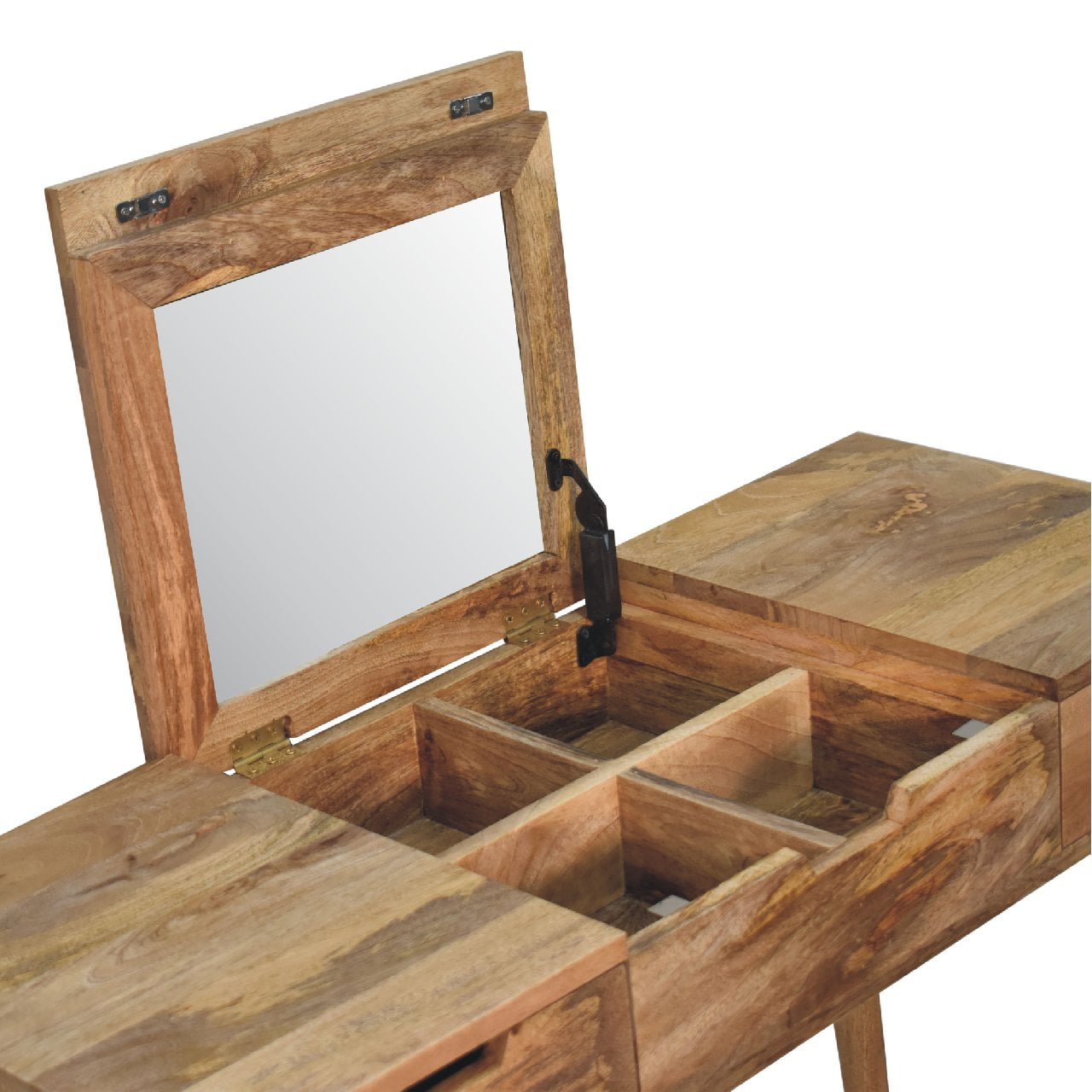 Nordic oak dressing table drawer cutout slot detail