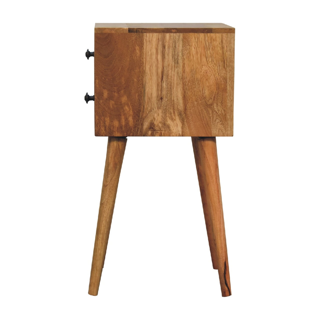 Mini 2-drawer oak bedside table dimensions reference