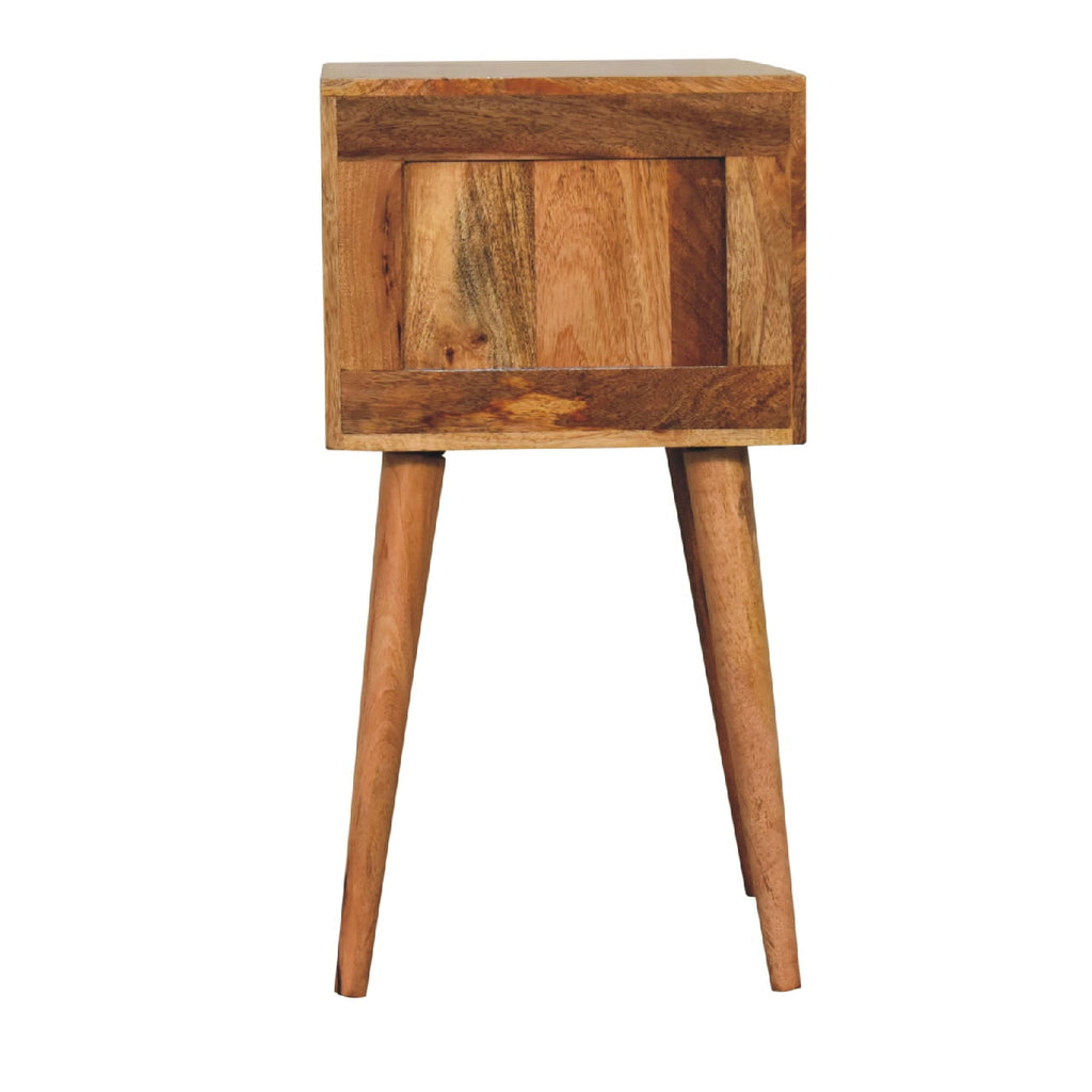 Mini oak mango wood bedside lifestyle bedroom setting