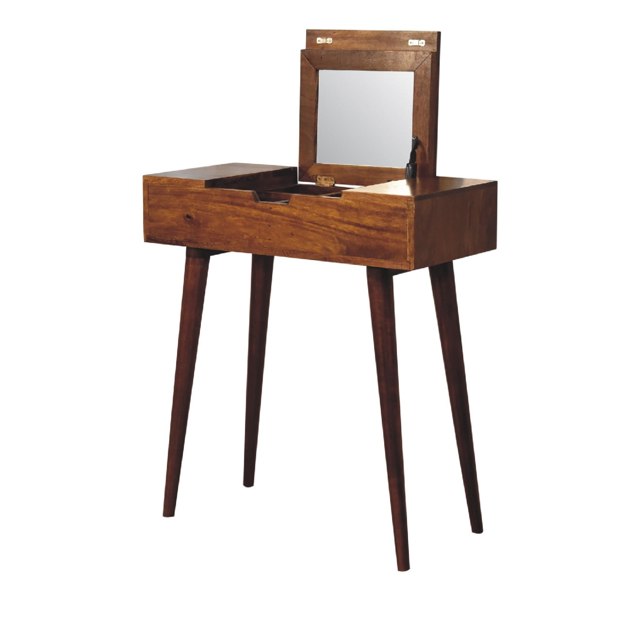 India chestnut dressing table top surface with mirror closed