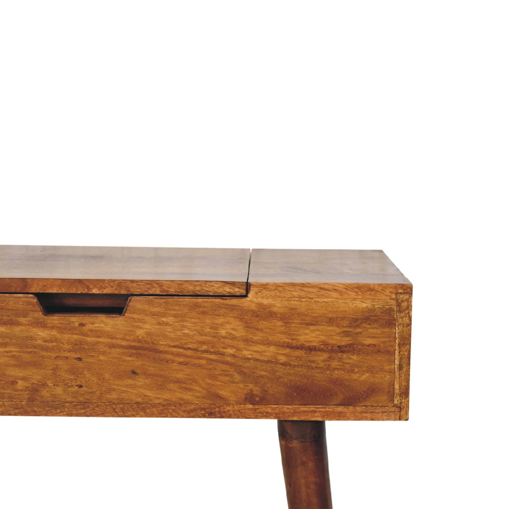 India mini chestnut dressing table angled view
