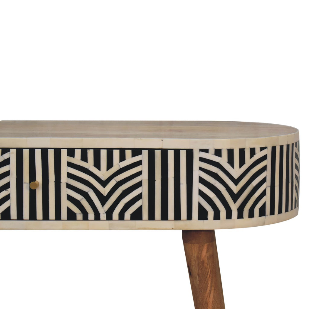Boho oak inlay dressing table top surface view