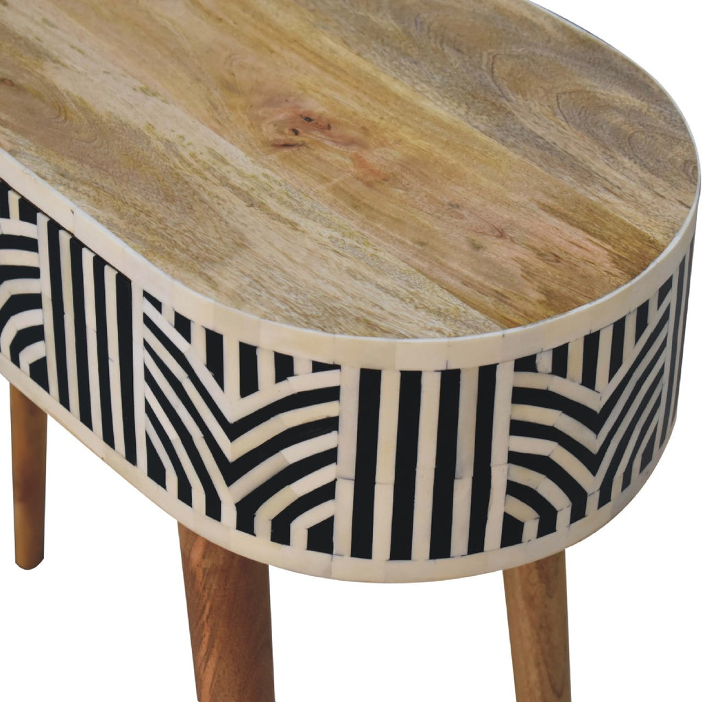 Boho oak inlay dressing table angled view