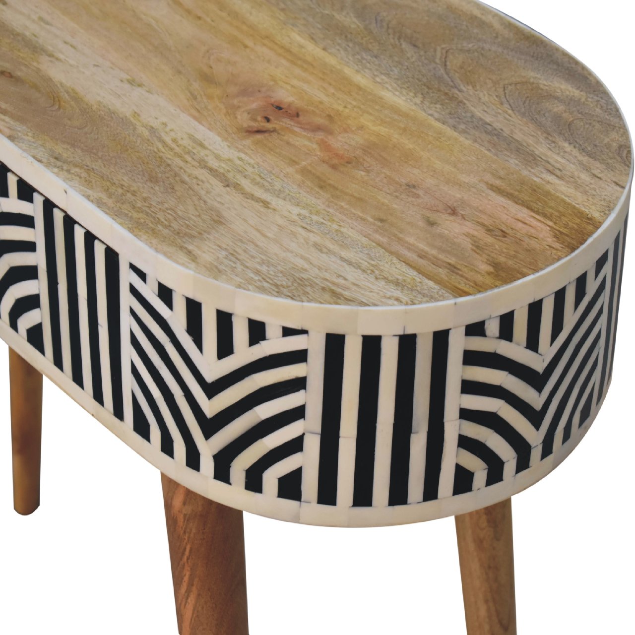 Boho oak inlay dressing table angled view