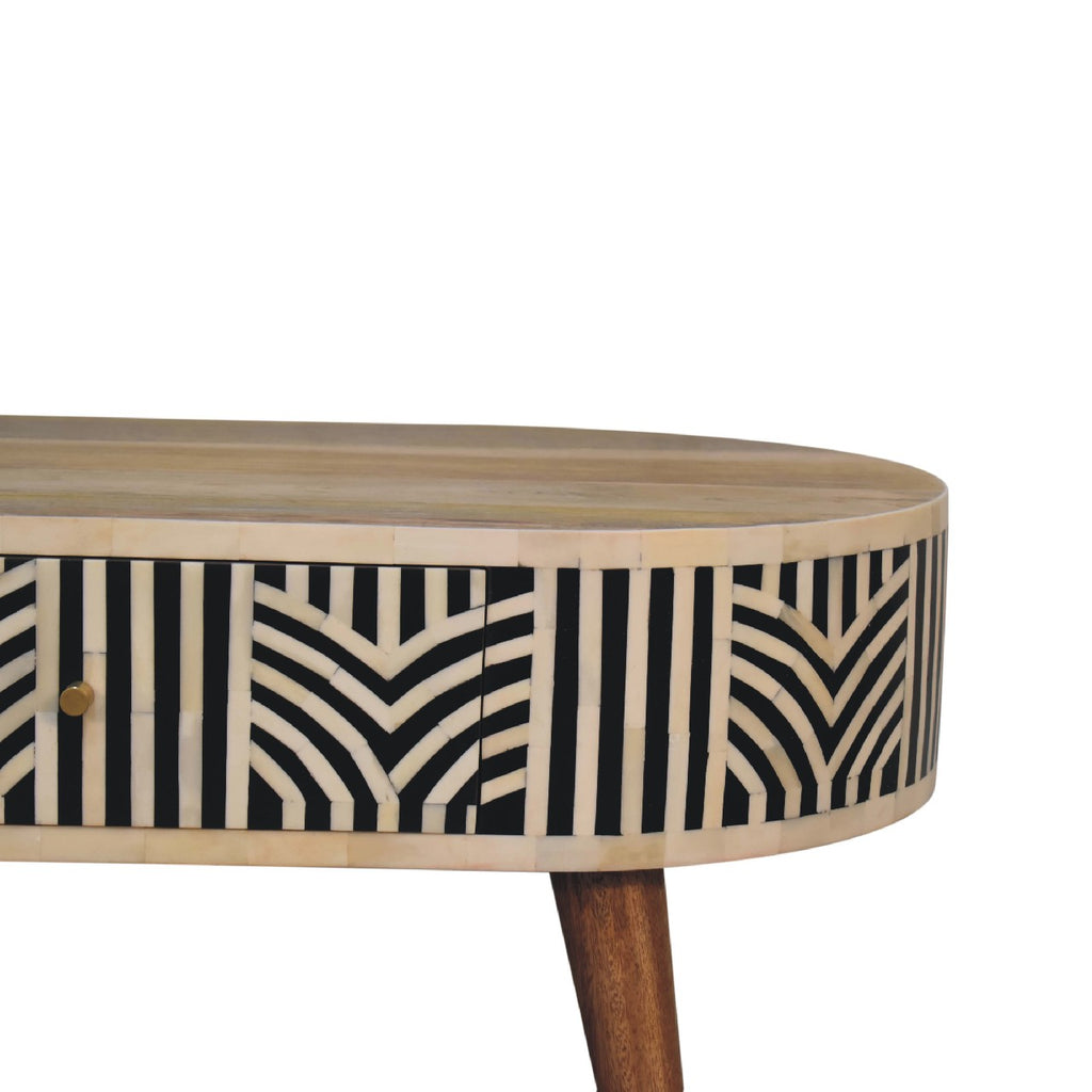 Boho inlay coffee table top surface view