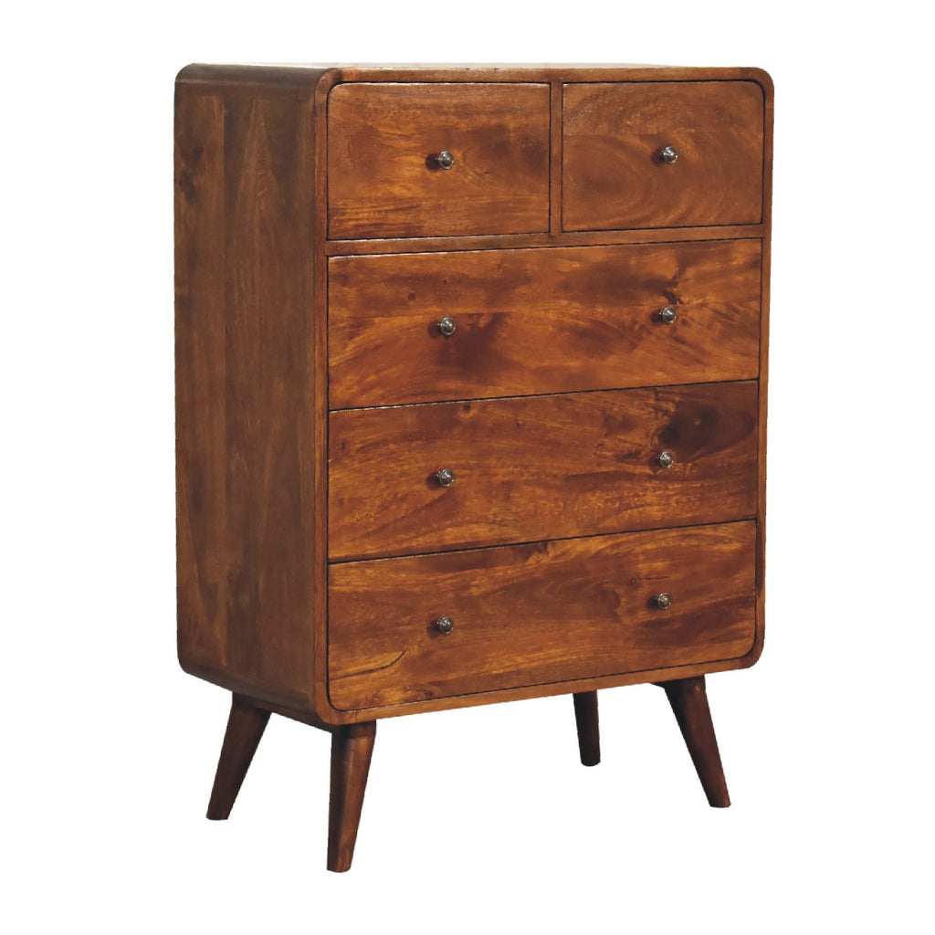 Arlo 5-drawer chest in compact bedroom interior
