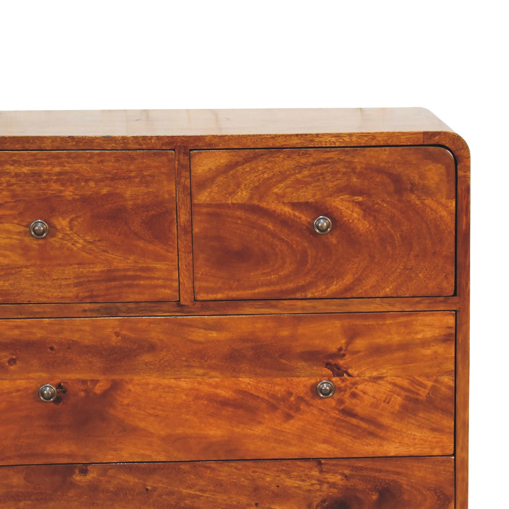 Arlo chestnut chest lower drawer open showing deep interior