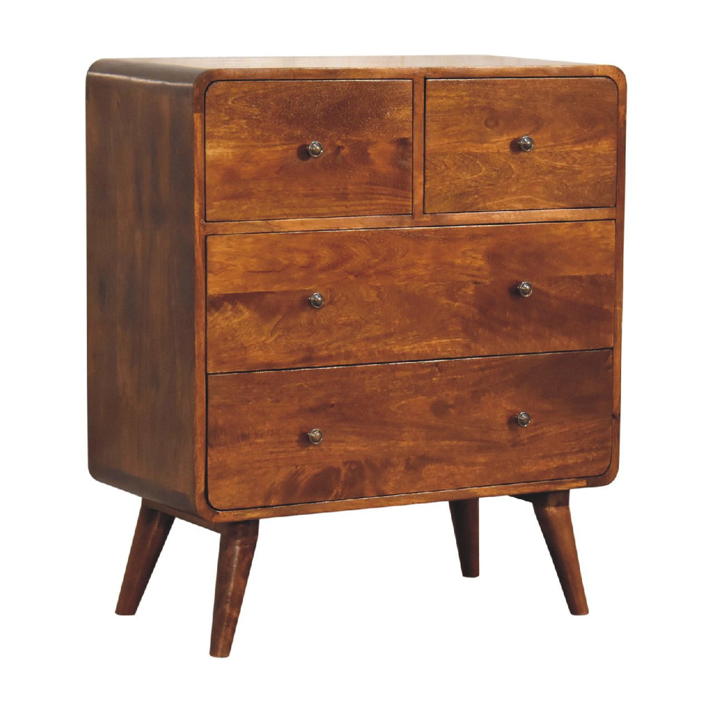 Arlo chestnut chest lower drawer open showing deep storage