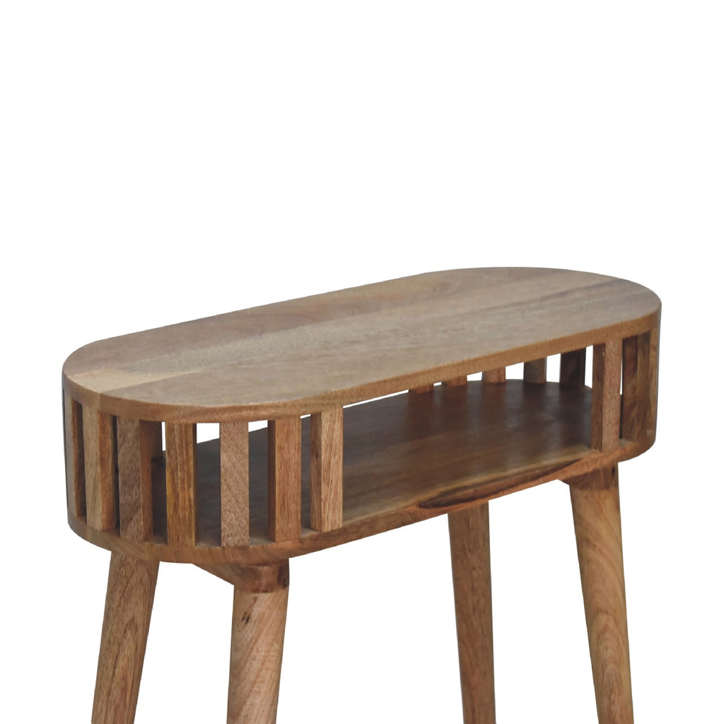 Ariella console table top surface with decorative display