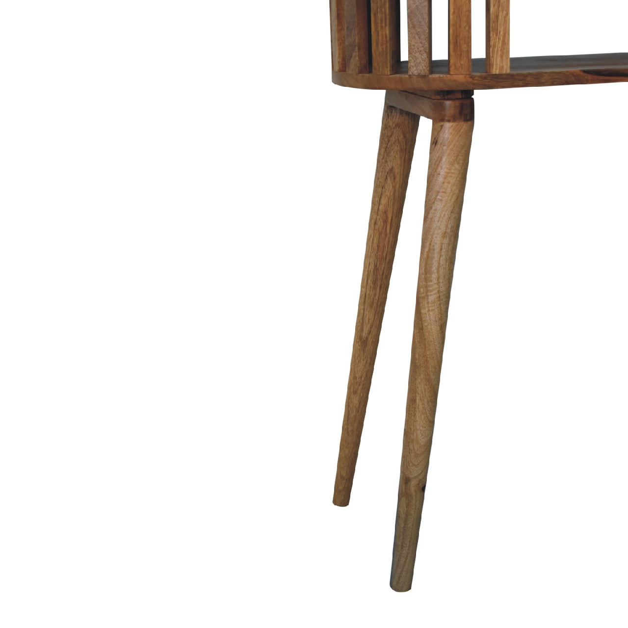 Ariella console table rear view in oak finish