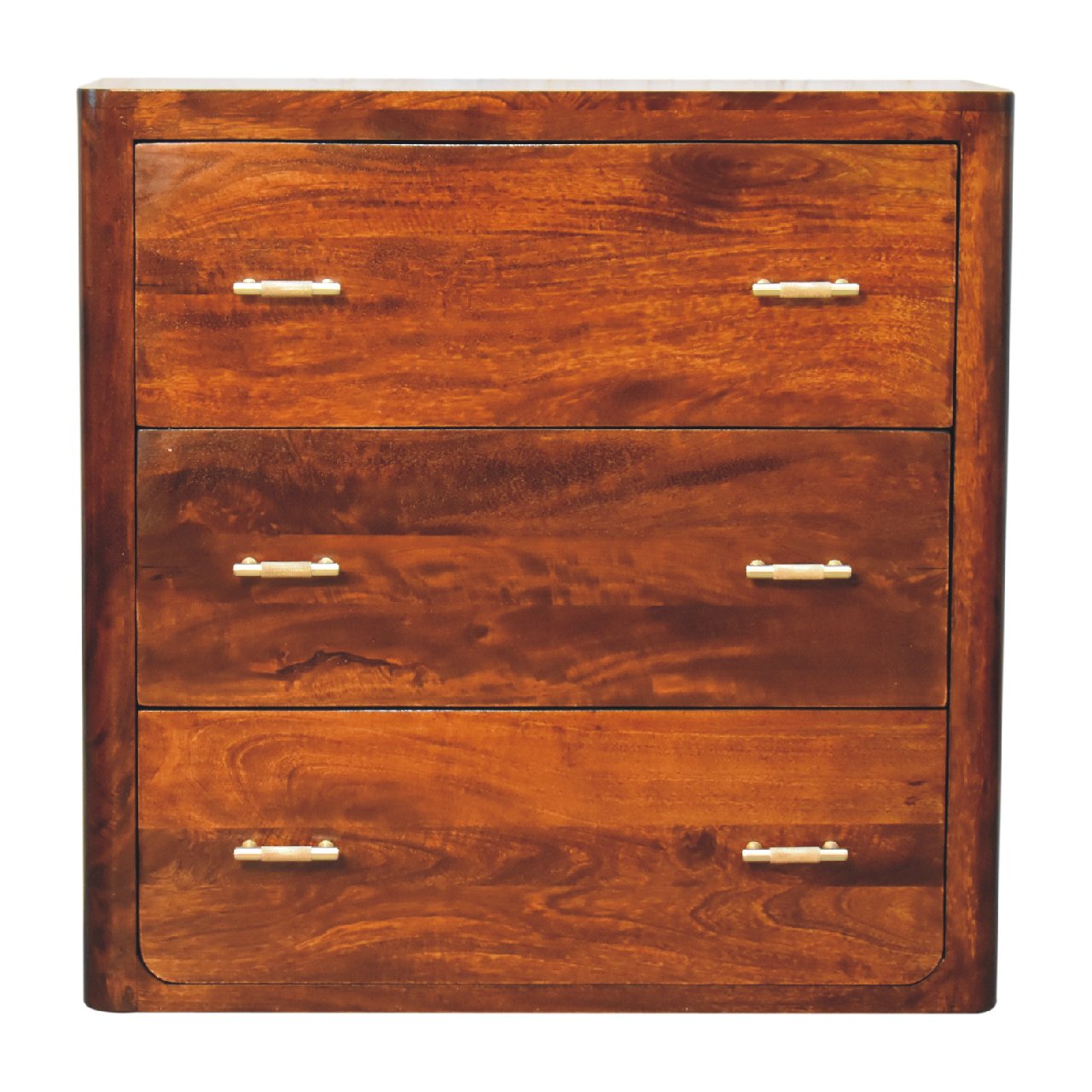 Matteo 3 Drawer Solid Wood Chest - Chestnut Finish