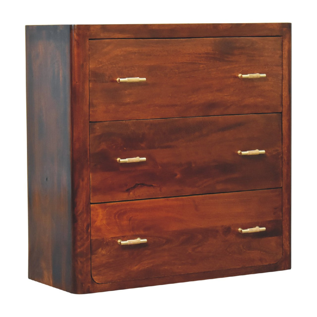 Matteo 3 Drawer Solid Wood Chest - Chestnut Finish