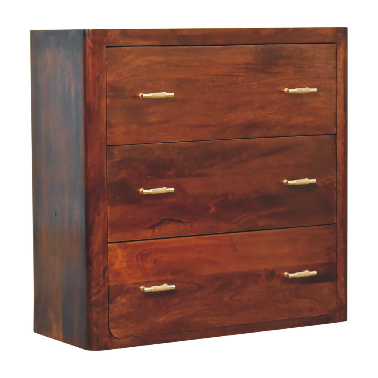 Matteo 3 Drawer Solid Wood Chest - Chestnut Finish